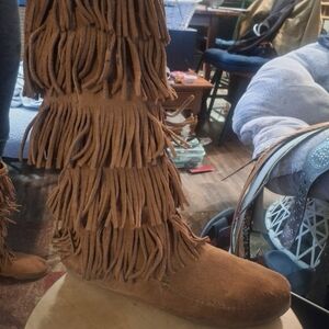Minnetonka Brown Fringe Moccasins